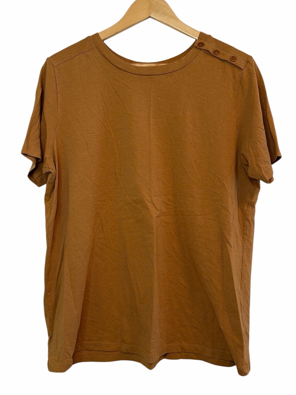 Universal Standard Camel Pima Cotton Blend Tee Small